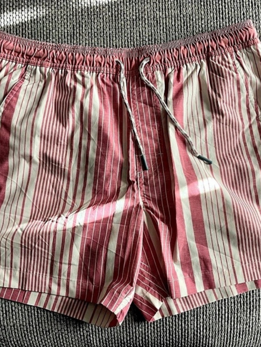 American Eagle Swim Shop Striped Hybrid Shorts in Pink & White